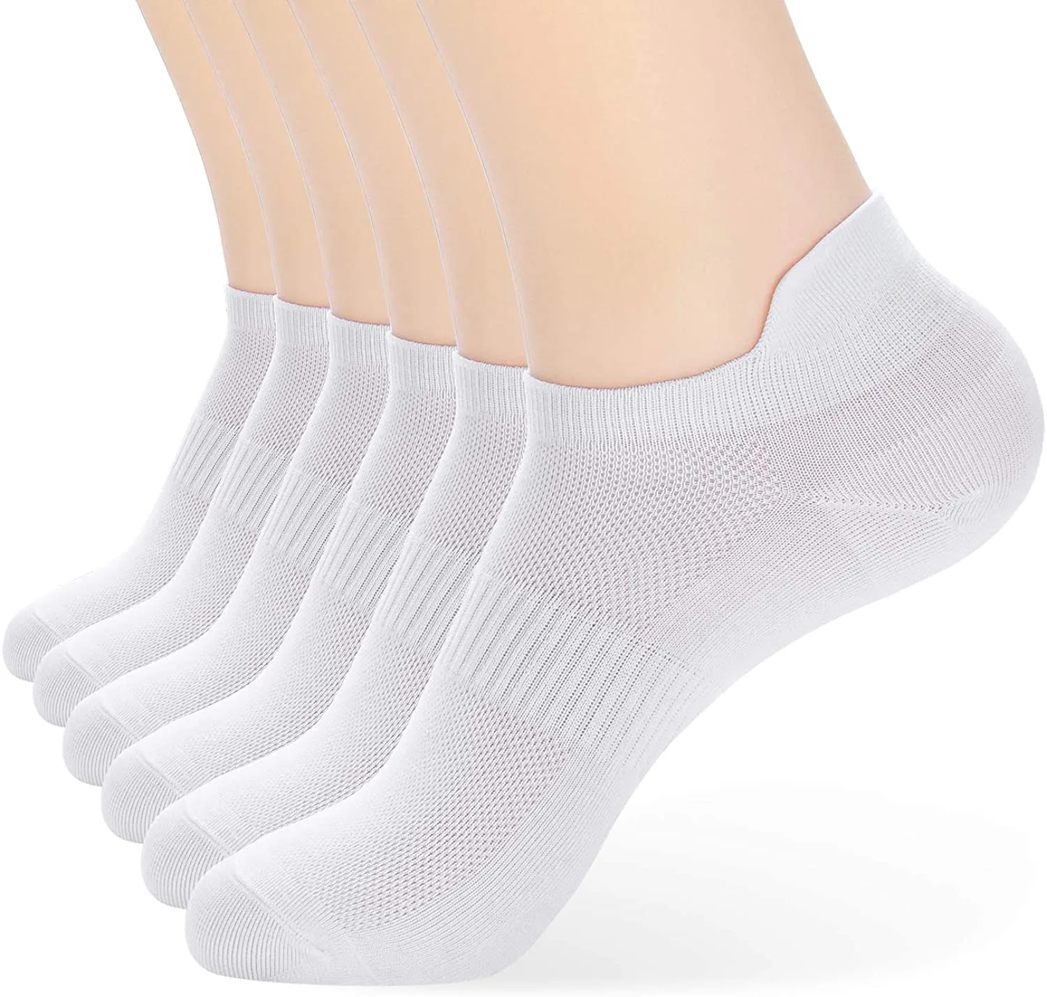 Women's Athletic Ankle Socks-Denisy Running White Soft Low Cut Sports Tab Socks Black for US Shoe Size 6-9/9-11 (6 Pairs)