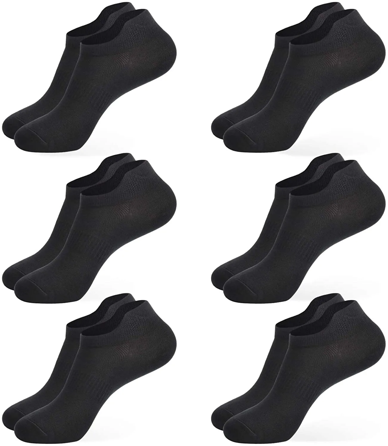 Women's Athletic Ankle Socks-Denisy Running White Soft Low Cut Sports Tab Socks Black for US Shoe Size 6-9/9-11 (6 Pairs)