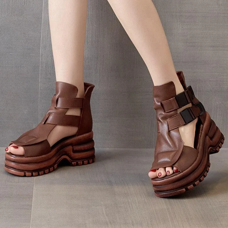 Women's Casual Shoes: LZ357 High Heels Gladiator Sandals with Thick Sole