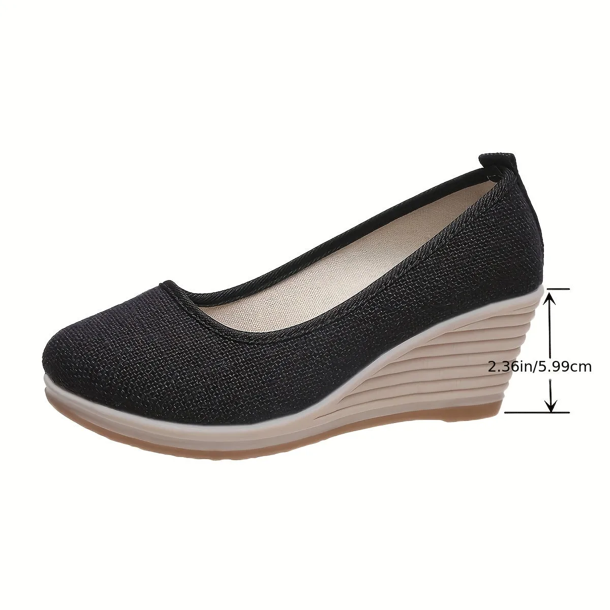 Womens Mesh Wedge Shoes - Ultra-Breathable & Pillow-Soft Sole - Effortless Slip-On - Stylish Linen Casual Wedges - Gentle Heels for All-Day Comfort