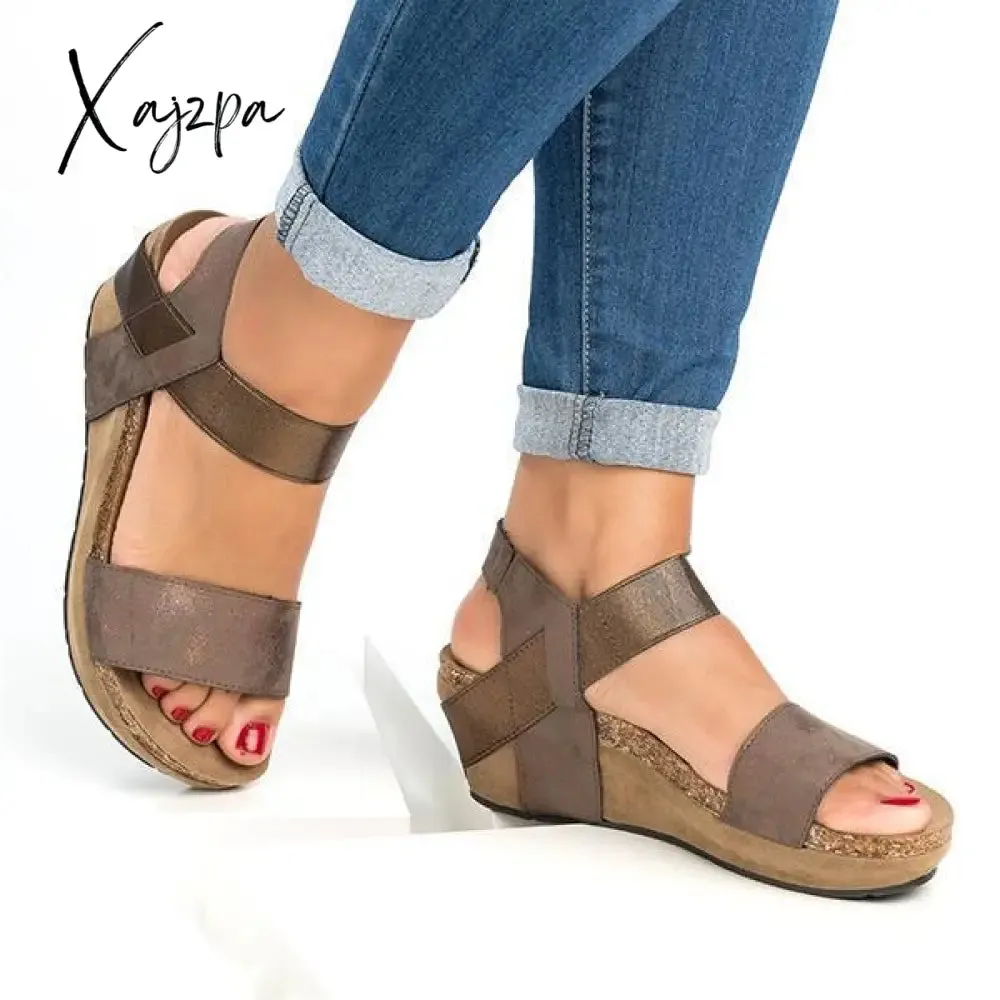 Xajzpa - Women Wedges Sandals Summer Must Have Shoes Vintage Low Heel Wedge Sandals