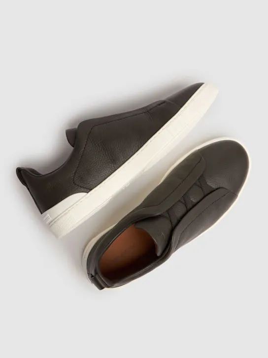 Zegna   Triple Stitch leather low-top sneakers 