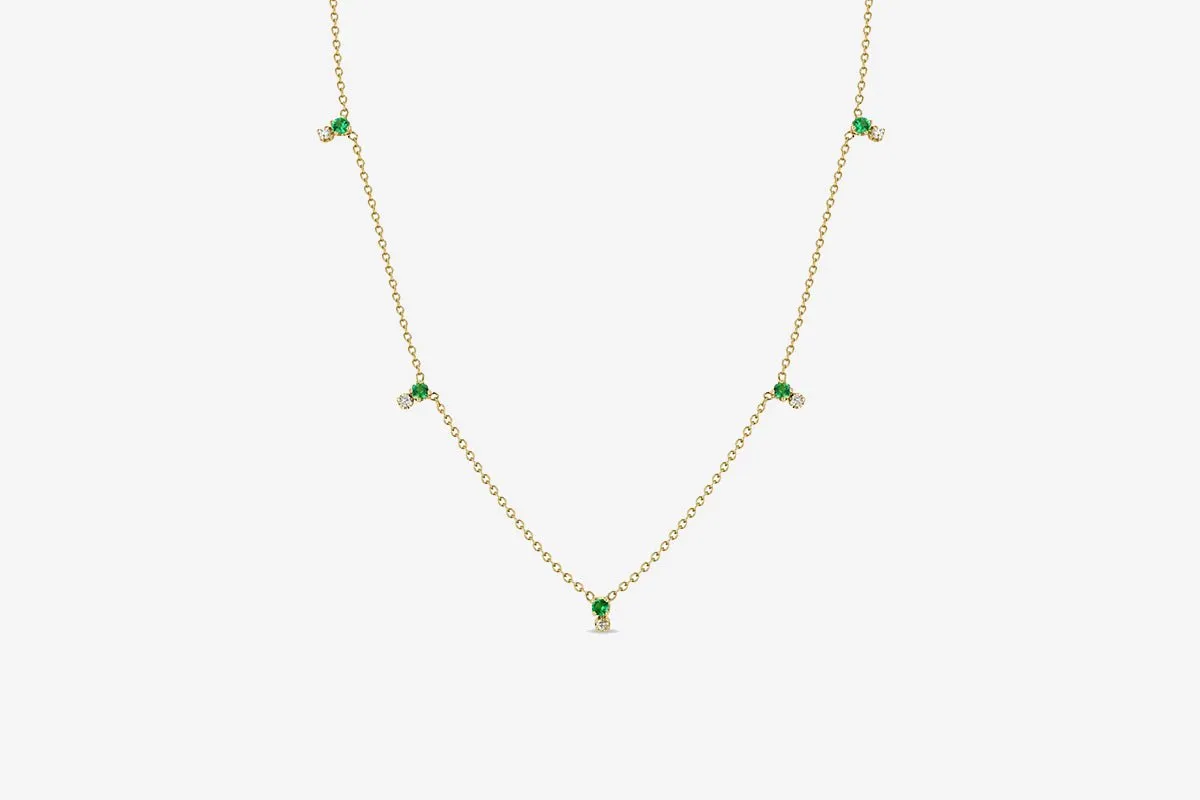 Zoe Chicco 14k Stacked Emerald & Diamond Station Necklace